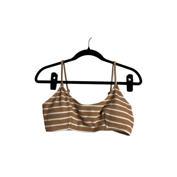 NWT Cupshe 2-Piece Waffle Knit Bikini Set – Size Large Brown and White Stripe - Picture 4 of 12